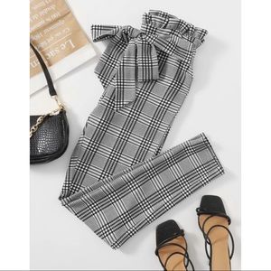 Women’s Paperbag Waist Belted Plaid Pants